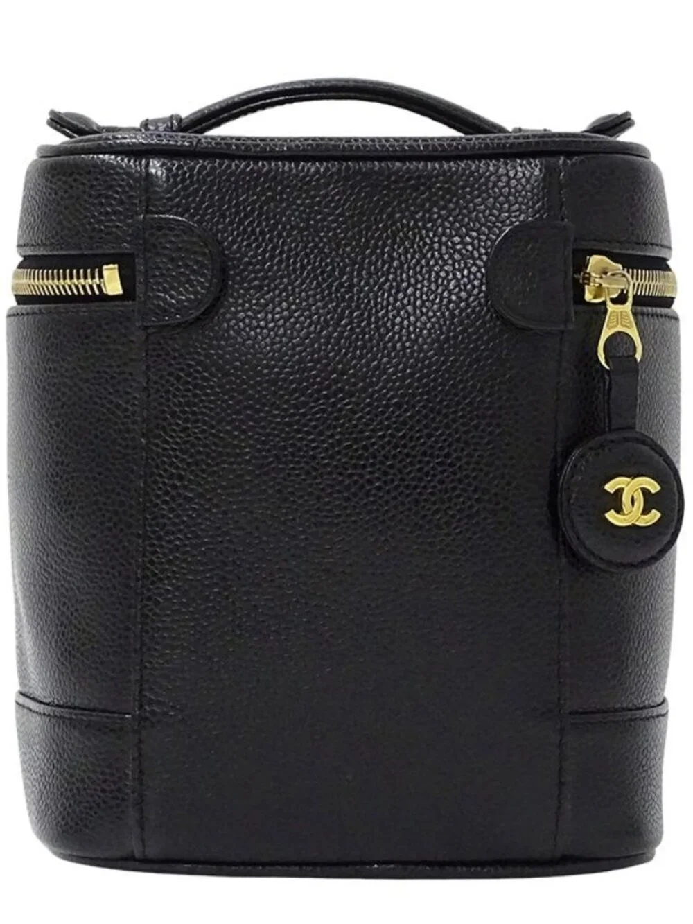 Chanel Bag Vanity Handbag Caviar Leather Black Gold Hardware